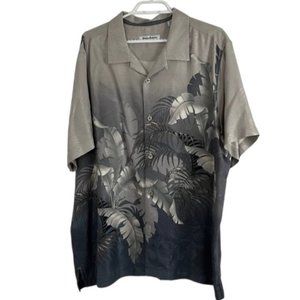 Tommy Bahama Grey Tropical Leaf Silk Holiday Shirt